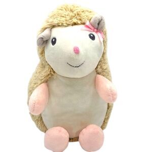 Blankets and Beyond Hedghog Rattle Lovey Plush Stuffed Toy Pink Bow